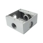 2400 Square Box in Aluminum Injection with Five Threaded Access Points for Outdoor Use, Soldexel Brand