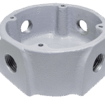 Octagonal cast aluminum box, type X, weatherproof, NEMA 4, for high-performance areas. Soldexel brand.